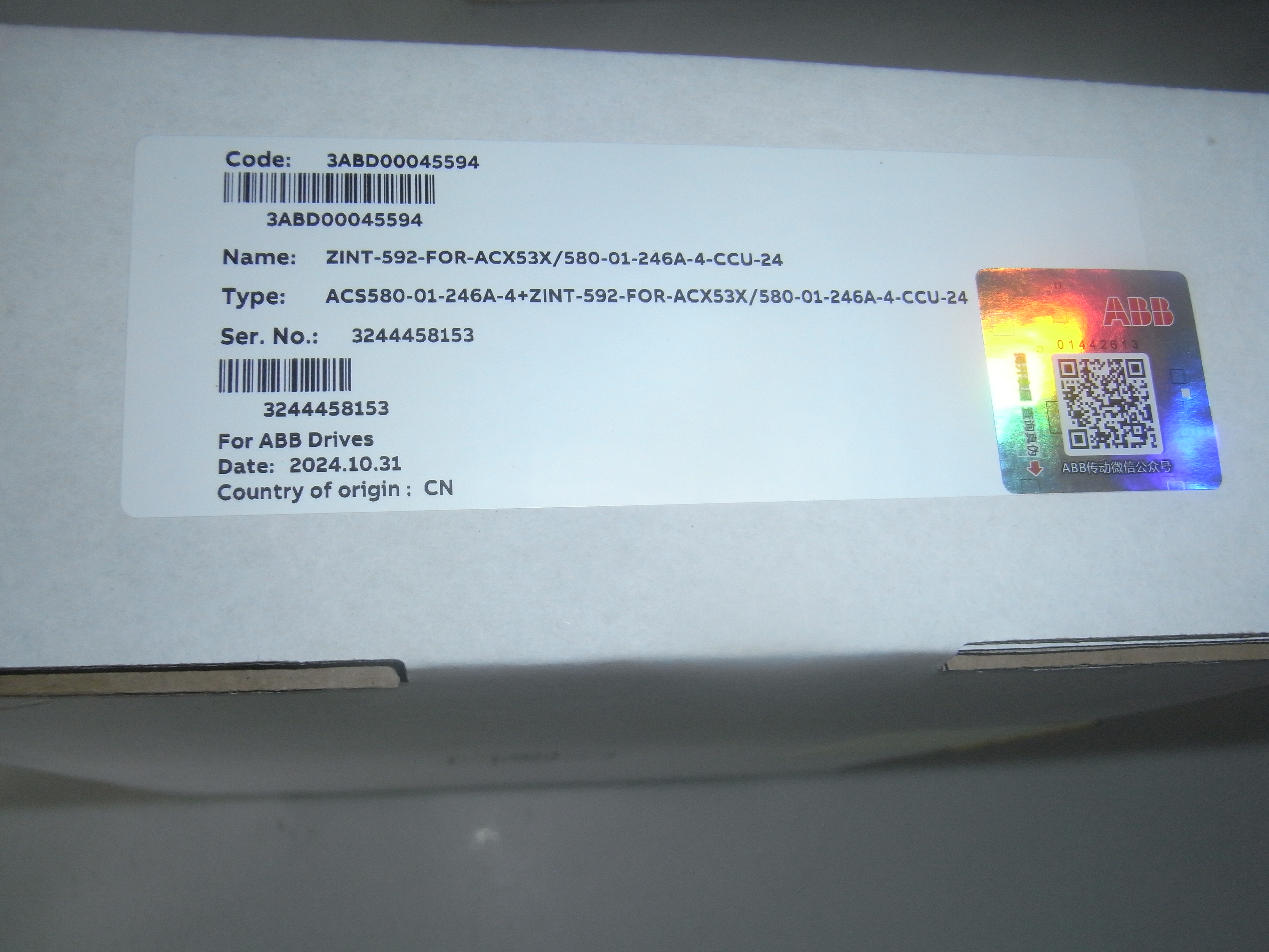 Original  ZINT-592 3AUA0000103603 